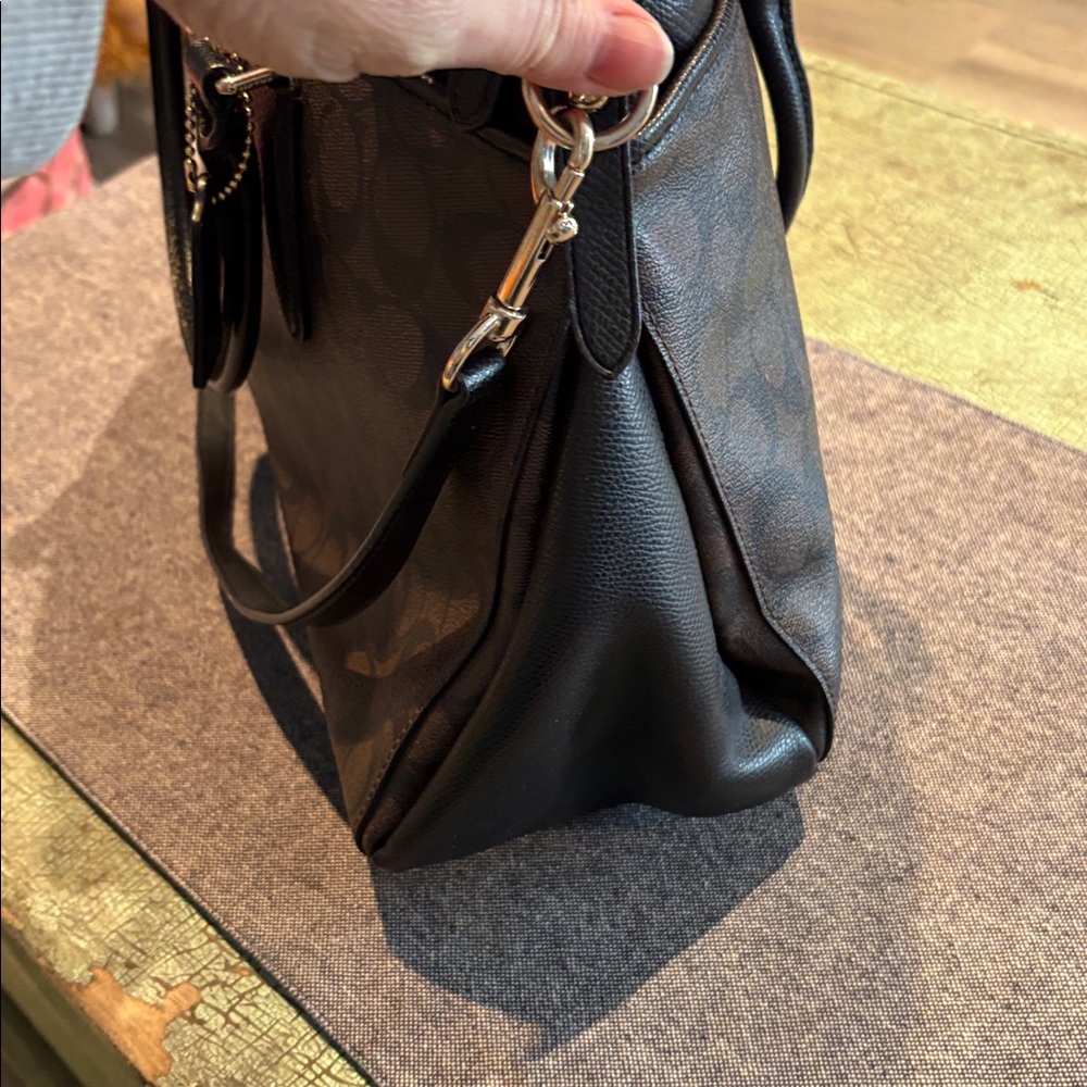 Coach Morgan Signature Satchel Brown Black Crossbody Handbag - Picture 8 of 10
